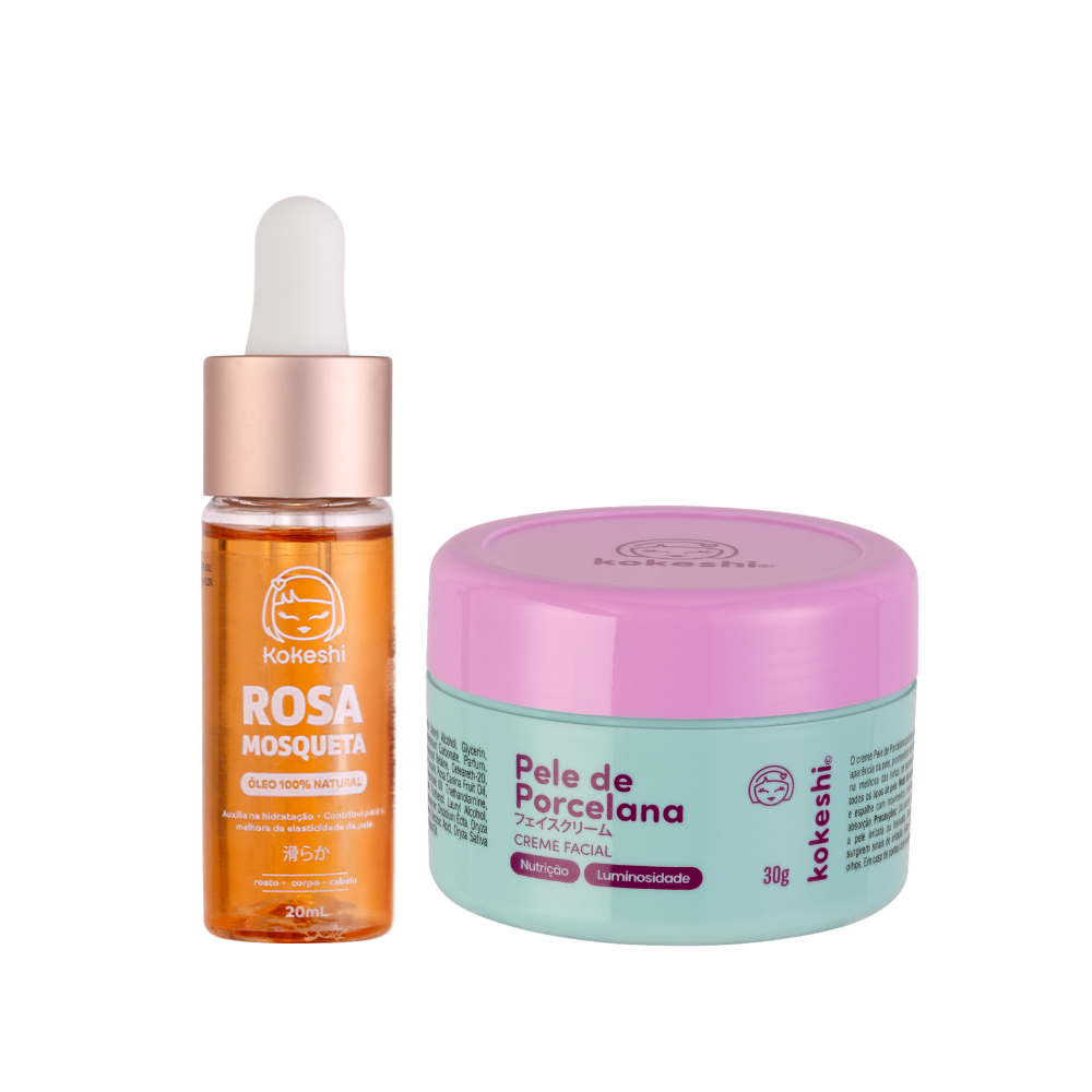 Kit Pele de Porcelana + Óleo de Rosa Mosqueta – Kokeshi